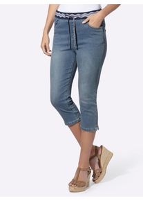 Caprijeans Heine, Damen, Gr. 46, Normalgr&ouml;&szlig;en, blau, bleached, 56% Baumwolle, 19% Polyester, 14% Lyocell, 10% Viskose, 1% Elasthan, gemustert, mehrfarbig, unifarben, 3/4-L&auml;nge, Jeans Caprijeans