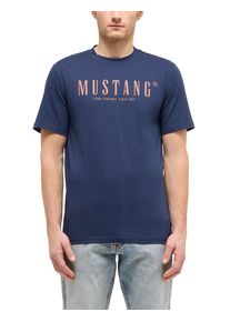 Kurzarmshirt Mustang "Herren Style Austin", Damen, Gr. XL, navy, Jersey, 100% Baumwolle, Rundhals, Shirts Kurzarmshirt