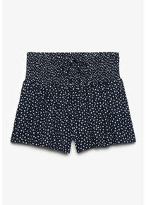 Shorts Superdry "PRINTED MINI SMOCKED SHORTS", Damen, Gr. L, N-Gr, eclipse navy ditsy hearts, Web, Obermaterial: 100% Viskose, unifarben, regular fit ca. Mitte Oberschenkel, Hosen Shorts