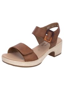 Sandalette Remonte, Damen, Gr. 41, braun, Leder, unifarben, Schuhe Sandalette, Blockabsatz, Sommerschuh, Sandale mit Klettverschl&uuml;ssen