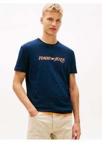 T-Shirt Tommy Jeans "REGULAR VINTAGE LA", Damen, Gr. XL, schwarz night navy, Single Jersey, Obermaterial: 100% Baumwolle, unifarben, regular fit normal, Rundhals, eingesetzt abgesteppte Kante, Shirts T-Shirt, Regular fit mit Print