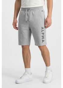Sweatshorts Alpha Industries "Jersey Short", Herren, Gr. L, N-Gr, grau (grau heather), angeraute Sweatware, Obermaterial: 100% Baumwolle, bedruckt, schmal, Hosen Sweatshorts