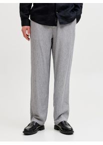 Jack & Jones Chinohose JACK & JONES "JPSTKARL MYKONOS LINEN BLEND CHINO", Damen, Gr. XXL, N-Gr, blau indigo, Web, Obermaterial: 55% Leinen, 45% Viskose, unifarben, loose fit kn&ouml;chellang, Hosen Chinohose