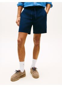 Shorts Tommy Jeans "LINEN BLEND PULL-ON", Damen, Gr. M, N-Gr, schwarz night navy, Web, Obermaterial: 86% Baumwolle, 14% Leinen, unifarben, regular fit kurz, Hosen Shorts, Regular fit mit praktischen Taschen