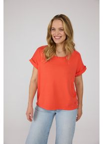 LIEBLINGSST&Uuml;CK Rundhalsshirt LIEBLINGSST&Uuml;CK "CamilaEp", Damen, Gr. 4XL (48), rot (bright rot), Jersey, Obermaterial: 100% Baumwolle, clean, unifarben, regular fit taillenbedeckt, Rundhals, Umschlagbund, Shirts Rundhalsshirt, aus reiner Baumwolle