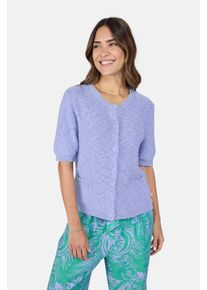 LIEBLINGSST&Uuml;CK Cardigan LIEBLINGSST&Uuml;CK "SanjaL", Damen, Gr. 40, blau (trueblau), Strick, Obermaterial: 100% Baumwolle, clean, unifarben, Basic, Rundhals, B&uuml;ndchen, Strickjacken Cardigan, aus reiner Baumwolle