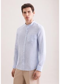 Leinenhemd Seidensticker "Schwarze Rose", Damen, Gr. XL (44), normale &Auml;rmell&auml;ngen, hellblau, 100% Leinen, gestreift, slim fit, 2-Knopf-Manschette, Hemden Leinenhemd, Slim 1/1 Stehkragen Gestreift