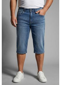 Jeansbermudas MAN'S WORLD PLUS, Herren, Gr. 72, N-Gr, medium blau used, Denim/Jeans, Obermaterial: 98% Baumwolle, 2% Elasthan, unifarben, regular fit kniefrei, Jeans Jeansbermudas, gerade geschnittenes Bein, normale Leibh&ouml;he, Regular-Fit