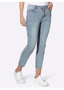 Bequeme Jeans Heine, Damen, Gr. 46, Normalgr&ouml;&szlig;en, blau, bleached, 79% Baumwolle, 19% Polyester, 2% Elasthan, unifarben, 7/8-L&auml;nge, Jeans Bequeme Jeans