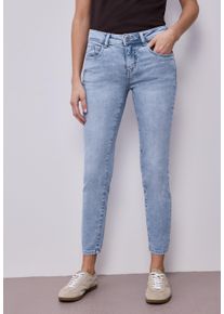 Slim-fit-Jeans Street One "Style York", Damen, Gr. 31, L&auml;nge 28, light blau random wash, Denim/Jeans, Obermaterial: 85% Baumwolle, 9% Polyester, 4% Elastomultiester, 2% Elasthan, unifarben, slim fit lang, Jeans Slim-fit-Jeans, im Five-Pocket Style