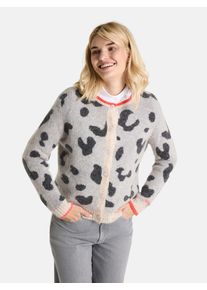 LIEBLINGSST&Uuml;CK Strickjacke LIEBLINGSST&Uuml;CK "AnninaL", Damen, Gr. 48, beige, Strick, Obermaterial: 68% Wolle, 27% Polyamid, 5% Elasthan, gemustert, mehrfarbig, normal, Rundhals, Rippb&uuml;ndchen kontrastfarben, Strickjacken Strickjacke, mit Animalprint