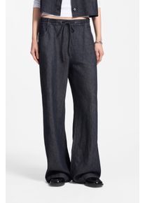 Schlupfhose HUGO BLUE "Hidona", Damen, Gr. 36, N-Gr, navy 410, Denim/Jeans, Obermaterial: 65% Baumwolle, 28% Leinen, 7% Viskose, unifarben, regular fit lang, Hosen Schlupfhose, aus leichtem Denim mit Leinen-Anteil