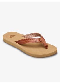 Zehentrenner Roxy "PORTO MOTIF", Damen, Gr. 39, tan, Synthetik, Schuhe Zehentrenner