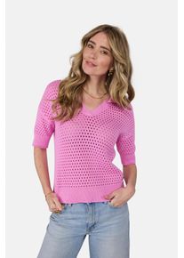 LIEBLINGSST&Uuml;CK Strickpullover LIEBLINGSST&Uuml;CK "PinsaL", Damen, Gr. 48, rosa (blush), Strick, Obermaterial: 100% Baumwolle, gemustert, Basic, V-Ausschnitt, B&uuml;ndchen, Pullover Strickpullover, mit Polokragen