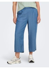 Culotte Only CARMAKOMA "CARCHARIS LIFE CULOTTE PANTS CC PNT", Damen, Gr. 46, N-Gr, medium blau denim, Web, Obermaterial: 100% Lyocell, unifarben, kn&ouml;chelfrei, Hosen Culotte, Sommerhose, im Denim Look