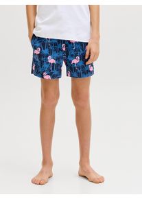 Jack & Jones Badeshorts JACK & JONES JUNIOR "JPSTMAUI VIBES NOVELTY AOP SWIM SH JNR", Kinder, Gr. 164, N-Gr, navy blazer, Web, Polyester, bedruckt, Badehosen Badeshorts