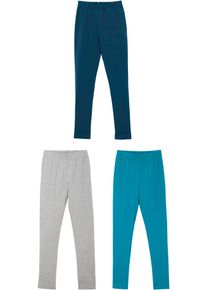 Leggings bonprix, M&auml;dchen, Gr. 176/182, N-Gr, blau (dunkelblau, dunkelt&uuml;rkis, hellgrau meliert), Obermaterial: 95% Baumwolle, 5% Elasthan, skinny fit, Hosen Leggings, aus Baumwolle und Elasthan, skinny fit Passform, Casual Stil