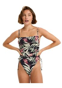 Badeanzug Roxy "Pt Beach Classics Fashion Op", Damen, Gr. M, grau (anthrazit wind swept floral), Recycling-Polyester, Badeanz&uuml;ge Badeanzug