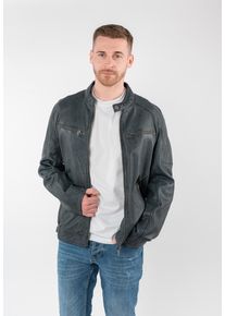 Lederjacke Mauritius "MMBroum", Herren, Gr. XL (52), storm blau, Obermaterial: 100% Schafsleder. Futter: 100% Baumwolle. &Auml;rmelfutter: 100% Polyester, unifarben, regular fit h&uuml;ftlang, Jacken Lederjacke, mit Bikerkragen