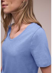 T-Shirt Street One "Style Gerda", Damen, Gr. 36, drift blau, Jersey, Obermaterial: 50% Baumwolle, 50% Modal, unifarben, regular fit normal, Rundhals, Shirts T-Shirt