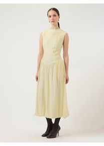 Sommerkleid Y.A.S "YASKRISSI SL BUBBLE HEM LONG DRESS NOOS", Damen, Gr. 38, N-Gr, anise flower, Web, Obermaterial: 66% Polyester, 34% Lyocell, unifarben, Midi, Rundhals, Kleider Sommerkleid