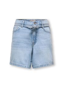Jeansshorts KIDS Only "KOGGIANNA HW BELT SHORTS PIMBOX DNM NOOS", Jungen, Gr. 158, N-Gr, light blau denim, Denim/Jeans, Obermaterial: 98% Baumwolle, 2% Elasthan, unifarben, regular fit ca. Mitte Oberschenkel, Jeans Jeansshorts, mit schmalem, dekorativen Bindeband in der Taille