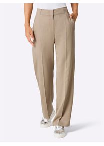 Palazzohose CREATION L PREMIUM, Damen, Gr. 50, Normalgr&ouml;&szlig;en, beige, 90% Lyocell, 10% Leinen, unifarben, Hosen Palazzohose