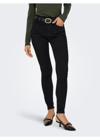 Skinny-fit-Jeans Only "ONLLULU HW SKINNY PUSH UP MAS070 BF DNM", Damen, Gr. M (38), L&auml;nge 30, schwarz denim, Denim/Jeans, Obermaterial: 92% Baumwolle, 6% Elastomultiester, 2% Elasthan, unifarben, skinny fit, Jeans Skinny-fit-Jeans