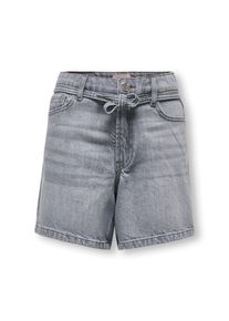Jeansshorts KIDS Only "KOGGIANNA HW BELT SHORTS PIMBOX DNM NOOS", Jungen, Gr. 134, N-Gr, medium grau denim, Denim/Jeans, Obermaterial: 98% Baumwolle, 2% Elasthan, unifarben, regular fit ca. Mitte Oberschenkel, Jeans Jeansshorts, mit schmalem, dekorativen Bindeband in der Taille