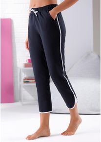 Jerseyhose, Damen, Gr. 40/42, Normalgr&ouml;&szlig;en, marine, wei&szlig;, 60% Baumwolle, 35% Polyester, 5% Elasthan, unifarben, Hosen Jerseyhose