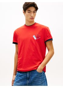 T-Shirt Tommy Jeans "TJM REGULAR FIT SIGN SHIFT", Damen, Gr. XL, rapid rot, Single Jersey, Obermaterial: 100% Baumwolle, regular fit normal, Rundhals, eingesetzt abgesteppte Kante, Shirts T-Shirt, mit Tommy-Logo hinten, Jersey