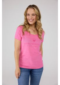 LIEBLINGSST&Uuml;CK T-Shirt LIEBLINGSST&Uuml;CK "CiaEp", Damen, Gr. XXXL(46), pink (lovely pink), Jersey, Obermaterial: 100% Baumwolle, meliert, regular fit taillenbedeckt, Rundhals, Shirts T-Shirt, mit Logo-Print