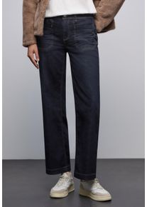 Weite Jeans Street One, Damen, Gr. 32, L&auml;nge 30, rinsed wash, Denim/Jeans, Obermaterial: 72% Baumwolle, 27% Polyester (REPREVE), 1% Elasthan, unifarben, regular fit lang, Jeans Weite Jeans, im Five-Pocket Style