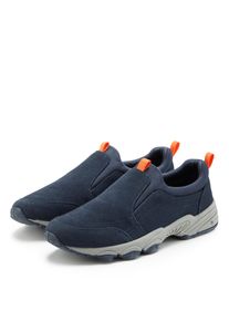 Sneaker John Devin "Lederschuh, Slipper, Halbschuhe, Freizeitschuhe, Ledersneaker", Herren, Gr. 47, blau (marine), Obermaterial: 80% Rindsleder, 20% Textilmaterial. Decksohle: 100% Textilmaterial. Futter: 100% Textilmaterial. Laufsohle: 100% Synthetik, kontrastfarbene Details, unifarben mit Farbeinsatz, Basic, Schuhe Sneaker, Slip-On-Sneaker zum Reinschl&uuml;pfen aus Leder