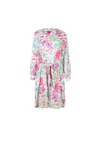 LIEBLINGSST&Uuml;CK Druckkleid LIEBLINGSST&Uuml;CK "ReliaL", Damen, Gr. 36, N-Gr, wei&szlig; (sanftes wei&szlig;), Web, Obermaterial: 59% Baumwolle, 41% Modal, bedruckt, gemustert, mehrfarbig, figurumspielend, V-Ausschnitt, Manschette, Kleider Druckkleid, mit farbigem allover Print