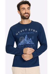 Langarmshirt Catamaran "Langarm-Shirt", Herren, Gr. 64/66, dunkelblau, bedruckt, 100% Baumwolle, bedruckt, gemustert, unifarben, Shirts Langarmshirt