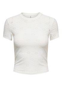 T-Shirt Only "ONLSMILLA NEW S/S TOP JRS", Damen, Gr. XS, cloud dancer pattern:jo smilla, Jersey, Obermaterial: 95% Polyester, 5% Elasthan, gemustert, slim fit normal, Rundhals, Shirts T-Shirt, Materialmix, slim fit, Rundhals