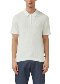Poloshirt s.Oliver, Herren, Gr. XL, wei&szlig;, Strick, Obermaterial: 85% Baumwolle, 15% Leinen, unifarben, normal h&uuml;ftbedeckend, Rundhals, B&uuml;ndchen, Shirts Poloshirt, mit Strick-Muster und kurzes Rei&szlig;verschluss
