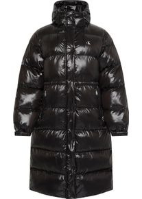 Steppmantel Calvin Klein Jeans "SHINE LONG PUFFER COAT", Damen, Gr. XL (44), schwarz, Web, Obermaterial: 100% Polyamid, unifarben, regular fit lang, Rundhals, eingesetzt gerader Abschluss, M&auml;ntel Steppmantel, Mit Rundhalsausschnitt, regular fit