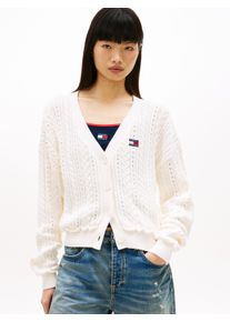 Strickjacke Tommy Jeans "TJW BOXY GMD CARDIGAN", Herren, Gr. XS (34), ancient wei&szlig;, Strick, Obermaterial: 100% Baumwolle, Strickjacken Strickjacke