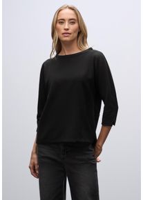 3/4-Arm-Shirt Street One, Damen, Gr. 46, schwarz, Jersey, Obermaterial: 52% Polyester, 27% Viskose, 20% metallisierte Fasern, 1% Elasthan, unifarben, regular fit normal, U-Boot-Ausschnitt, gerader Abschluss, Shirts 3/4-Arm-Shirt, im Glitzer-Look