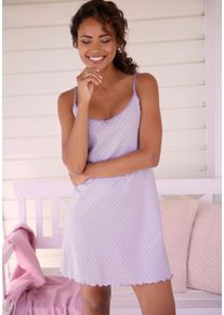 Neglig&eacute; Vivance Dreams, Damen, Gr. 48/50, N-Gr, lavendel, Jersey, Obermaterial: 100% Baumwolle, figurbetont mini, tiefer V-Ausschnitt, Kleider Neglig&eacute;, mit romatischem Ajourstrickmuster