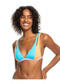 Triangel-Bikini-Top Roxy "Colorblock Party", Damen, Gr. XS, Cup B, blau (bachelor button), Obermaterial: 87% Nylon, 13% Elasthan;, Bikini-Oberteile Triangel-Bikini-Top