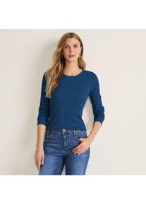 LANDS' END Langarmshirt aus mikrofeinem Baumwollripp, Damen,  Blau, Baumwolle/Elasthan, by Lands' End