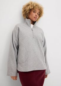 bonprix Oversize Pullover in Wolloptik, grau, Gr.48/50 (XL), Oversize-Pullover mit hohem Stehkragen und Kurzrei&szlig;verschluss. &Uuml;berschnitten Schultern und seitliche Eingriffstaschen.
