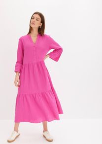 bonprix Midikleid aus weichem Musselin, pink, Gr.36, Musselin-Kleid in trendigem Oversize-Fit, aus 100% Baumwolle,Musselin