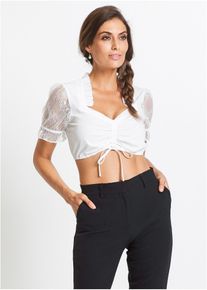 bonprix Dirndlbluse mit Spitzen&auml;rmeln, wei&szlig;, Gr.48, Elegante Dirndl-Bluse mit Spitzen&auml;rmeln, 61% Baumwolle