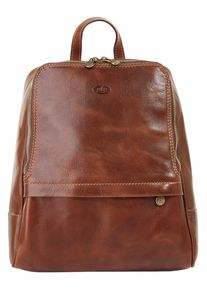 Pike Cityrucksack PIK&Eacute;, Herren, Gr. B/H/T: 37cm x 30cm x 12cm, onesize, braun, Leder, Rindsleder, beschichtet, leicht gl&auml;nzend, Rucks&auml;cke Cityrucksack, echt Leder, Made in Italy