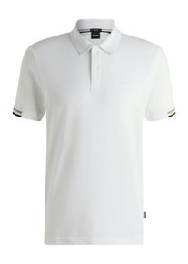 Poloshirt BOSS "Parlay 147", Herren, Gr. XL, wei&szlig; 100, Jersey, Obermaterial: 100% Baumwolle, unifarben, regular fit normal, B&uuml;ndchen, Shirts Poloshirt