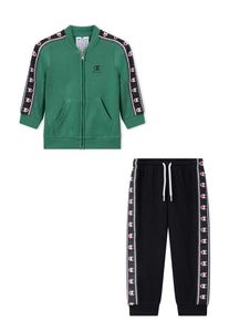 Trainingsanzug Champion "Sports-inspired Toddler Terry Full Zip Sweatsuit with tape detailing", Jungen, Gr. 80, foli, nbk, Obermaterial: 54% Baumwolle, 46% Polyester, Sportanz&uuml;ge Trainingsanzug, zweiteiliges Set, mit Rei&szlig;verschluss, aus Baumwolle und Polyester